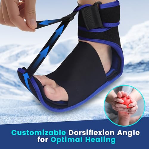 NEWGO Bundle of Ankle Ice Pack Blue and Plantar Fasciitis Night Splint