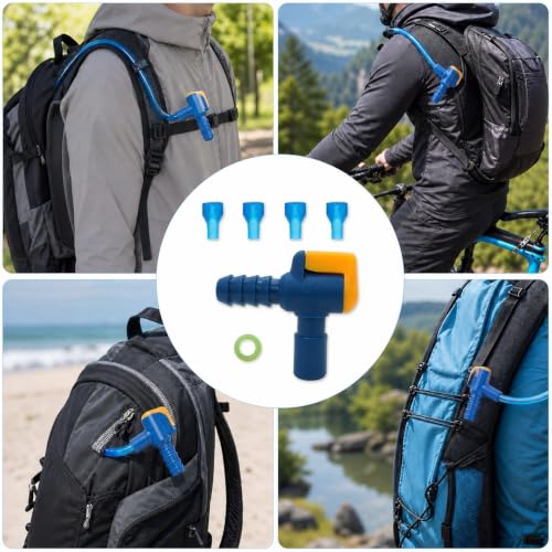 4 Pack Replacement Bite Valve Mouthpiece with Shutoff Valve & Tube O-Ring, Universal Hydration Bladder Mouthpiece Fit Most Water Backpack Hydration Pack Brands - color: Blue