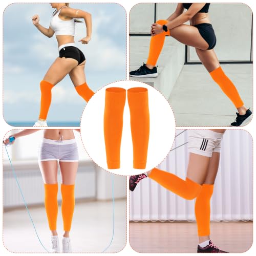 phnydreg 3 Pairs Leg Sleeve Shin Pre Cut Socks for Kids Youth Men Women Soccer Running Cycling - color: Orange