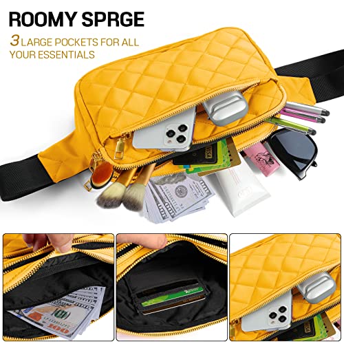 CXWMZY Fashion Fanny Packs for Women & Men, Girls Boys Teens Waist Bag Hip Bum Bag Cute Fanny Pack Casual Bum Bag with Multi-Pockets Adjustable Belts for Disney Traveling Cycling Running (Yellow) - color: Yellow