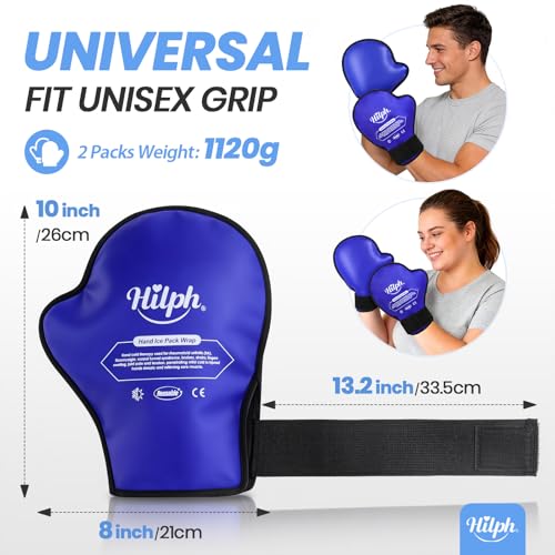 Hilph Hand Ice Pack Gloves for Pain Relief 2 Pack, Hot Cold Therapy Gloves