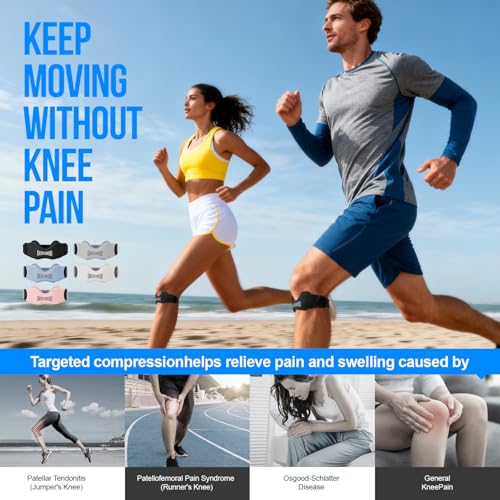 GOUNOD Patellar Tendon Support Strap 2 Pack,Silicone Knee Strap for Knee Pain Relief,Patella Band for Basketball, Jumpers Knee, Tendonitis, Running, Hiking, Soccer, Osgood Schlatter（Black） - color: Black