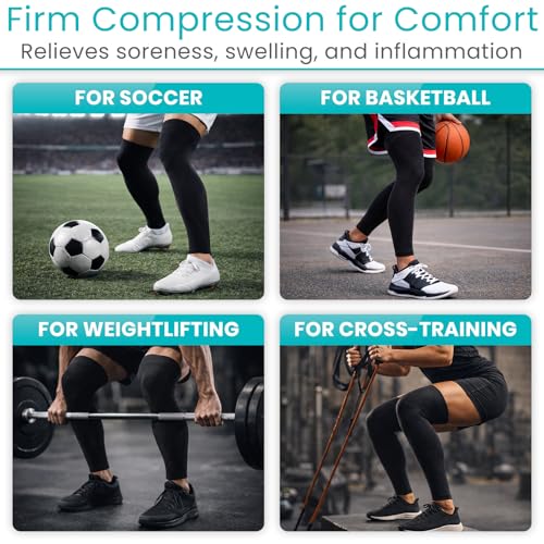 Vive Full Leg Compression Sleeves for Men & Women (Pair) - Knee, Calf - size: Small