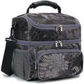 FlowFly Double Layer Cooler Insulated Lunch Bag Adult Lunch Box Large Tote Bag for Men, Women, With Adjustable Strap,Front Pocket and Dual Large Mesh Side Pockets - color: MWH