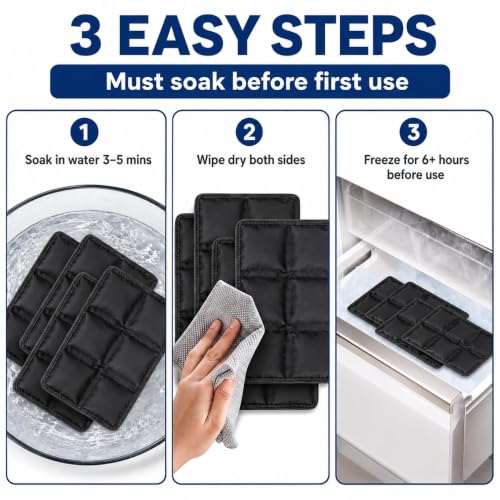 4 Pack Flexible Ice Packs for Lunch Boxes & Coolers, Lightweight - color: Black