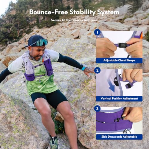 Haimont 8L Trail Running Hydration Vest with Soft Flasks - color: Purple, size: Medium