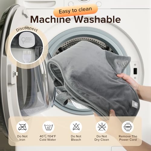 Electric Heating Pad for Neck Back Shoulder Pain Relief, 25"x37" Large Full Body Weighted Heated Pad for Menstrual Cramps - 5 Heat Levels/Snug Fit, Birthday Gifts for Women Men Mom Dad Elders - color: Gray