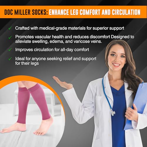 Doc Miller Compression Calf Sleeve for Men & Women, 20-30mmHg - color: Maroon, size: Small REGULAR