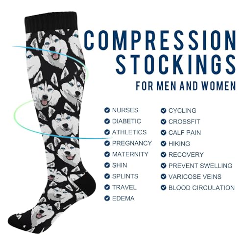 Wusikd Heartbeat Symbol Compression Socks for Women and Men Circulation Black Long Socks for Athletic Running 1 - color: Husky