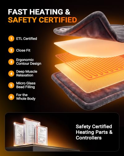 Electric Heating Pad for Neck Shoulder: 33x24in, ETL Certified - color: Medium Grey