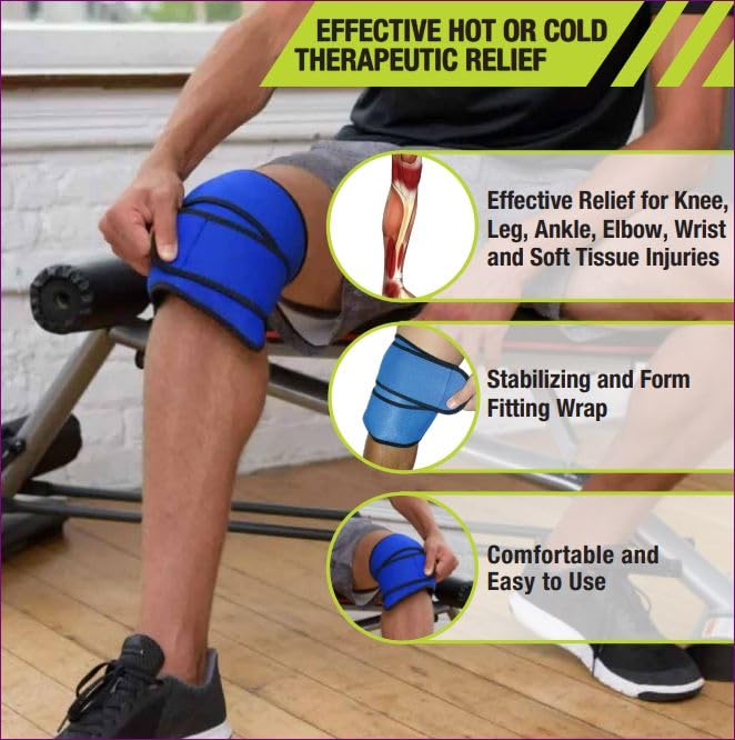 Pro-Tec Athletics Hot/Cold Wrap for Knee and Ankle, Provides Heat and Cold Relief, Dual Strapping System for Compression - size: The Hot/ Cold Therapy Wrap (Medium)