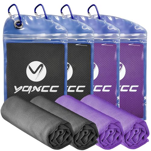 YQXCC 4 Pack Cooling Towels, 40"x12", Ice Cool Towels for Neck & Face - color: 2 Purple, 2 Dark Gray