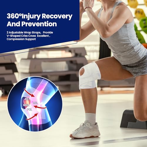 JOMVD Knee Brace for Meniscus Tear, Knee Pain Relief, Arthritis, ACL&MCL - color: White, size: XX-Large
