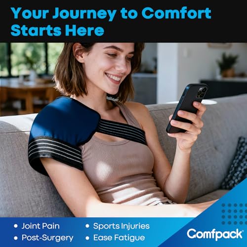 Comfpack Ice Pack for Injuries Reusable, 1-Hour Long-Lasting Cold Pack for Knee, Shoulder, Back with Flexible Sectioned Design, Cold Therapy Ice Pack for Post-Surgery, Swelling, Arthritis,13.4" x 8.6"