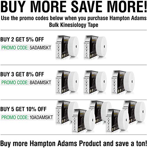 Hampton Adams Kinesiology Tape, Uncut Roll, Waterproof Muscle Support - color: White, size: 2in x 135ft (1 Roll)