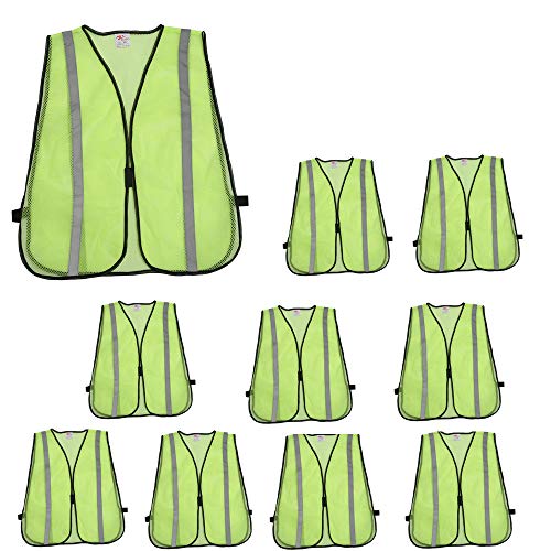 zojo High Visiblity Reflective Mesh Safety Vest Bulk 10 Pack - color: 10pcs-neon Yellow