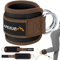 APEXUP Ankle Strap for Cable Machine, Ankle Resistance Bands, Cable Kick Back Ankle Straps for Gym, Glute Workouts, Leg Extensions, Adjustable Straps with Neoprene Padding - color: Black+Mocha, style: Pair