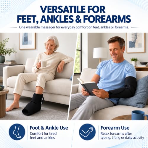 Cordless Air Compression Foot and Ankle Massager with Heat, 1 Pack - color: Black-1pc