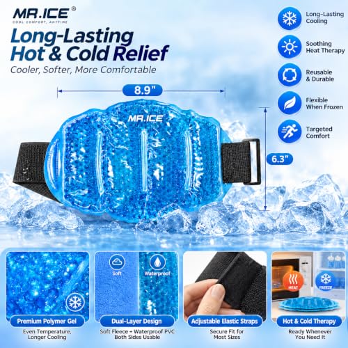 MR.ICE Knee Ice Pack Wrap 2 Packs,Reusable Ice Packs for Knee for Injuries - style: knee