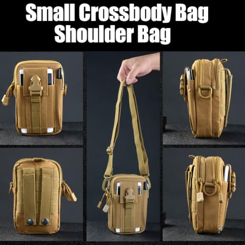 Belt Pouch, Tactical Molle Phone Pouch EDC Utility Pouches Waist Bag Packs, Small Cell Phone Holster Gear Tool Gadget Pocket for Men Running - color: Strap Khaki