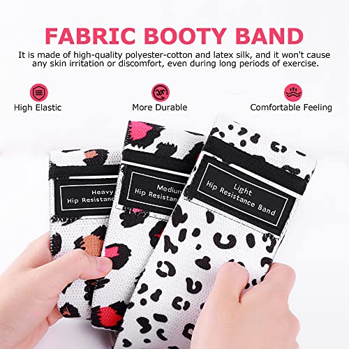 Booty Bands, 3 Levels Hip Bands, Polyester-Cotton and Latex Silk Workout Bands Resistance Bands for Home, Gym, Fitness, Pilates, Yoga (Pack of 3) - style: Leopard