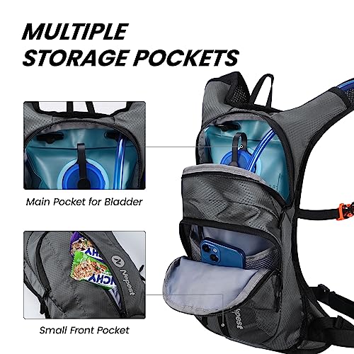 Nepest Hydration Pack Backpack with 2L Water Bladder Reflective Lightweight - color: Dark Gray