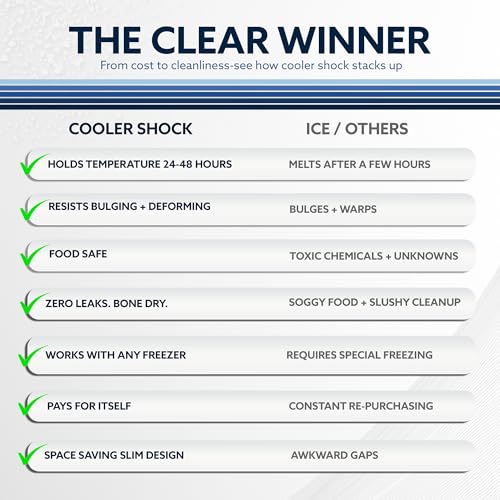 Cooler Shock Reusable Ice Packs for Cooler - Long Lasting Cold Freezer Packs for Coolers and Lunch Boxes - Cooler Ice Packs for Camping Gear, Fishing, Road Trips, Beach Must Haves - style: Medium - 4pk