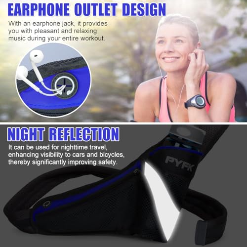 PYFK Running Belt Hydration Waist Pack with Water Bottle Holder for Men Women Waist Pouch Fanny Bag Reflective - color: Blue
