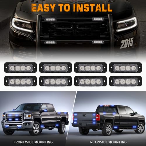 XRIDONSEN 8PCS Sync Truck Grill Strobe Lights 32 LED Grille Lights - color: Blue