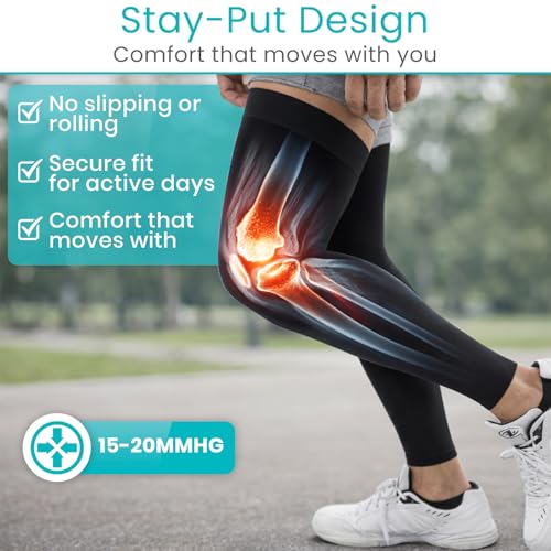 Vive Full Leg Compression Sleeves for Men & Women (Pair) - Knee, Calf - size: Large