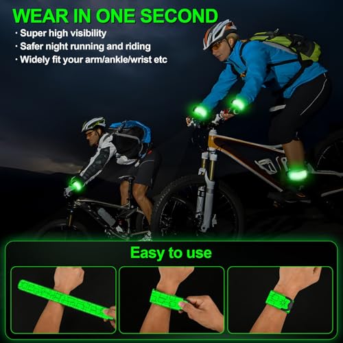 LED Armband Rechargeable, 2Pcs High Visibility Running Gear for Night - color: Green