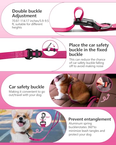 Hands Free Dog Leash, Multifunctional Crossbody Dog Leash - color: RoseRed, size: Large-5.9-9.5ft
