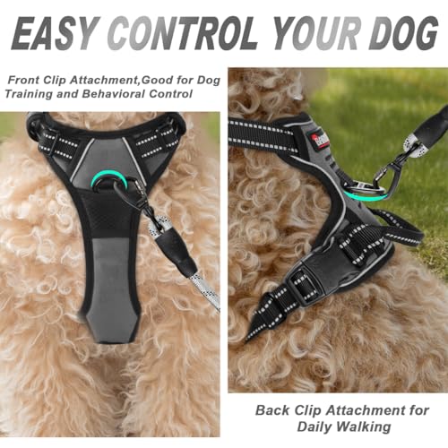 BARKBAY Dog Harness No Pull for Small Sized Dog Front Back Clips,Dog Vest - color: Dark Grey, size: X-Small(Chest:15.5-19.5”)