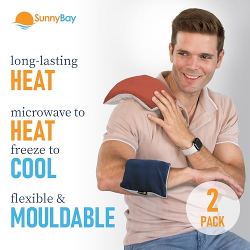 SunnyBay Microwavable Neck and Shoulder Heating Pad, 6x11 Inches, 2 Pack - color: Navy Blue and Persimmon