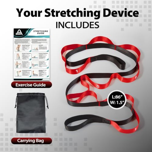 Acozycoo Stretching Strap with Loops for Physical Therapy,Knee,Leg Lifter - color: Red, size: Length: 86 Inch, Width: 1.5 Inch