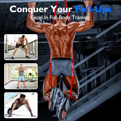 FitBeast Resistance Bands Set, Pull Up Assist Bands for Strength Training, Pilates, Yoga, Powerlifting, Stretching, Mobility Exercises, Muscle Toning, Full Body Workout - color: Rainbow（5-80 lbs)