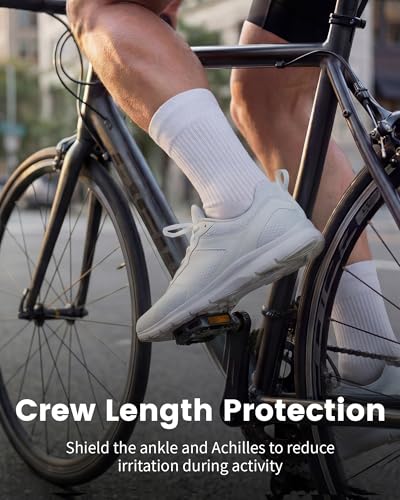 3 Pairs Running Compression Socks for Men & Women Crew Socks with Cushion - color: White (3 Pairs), size: Medium