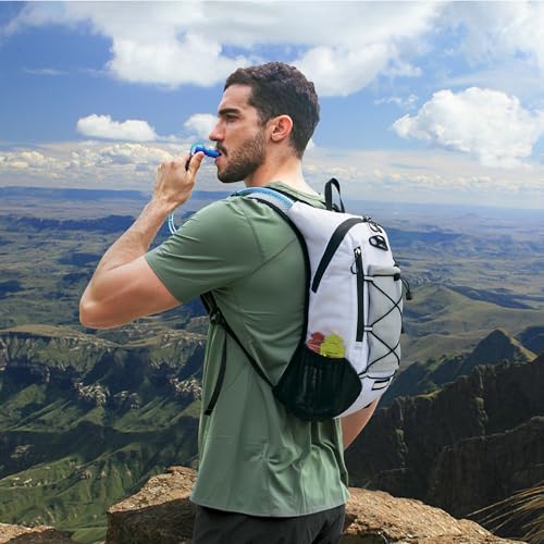 Lightweight Hydration Backpack, Running Backpack with 2L Water Bladder - color: White
