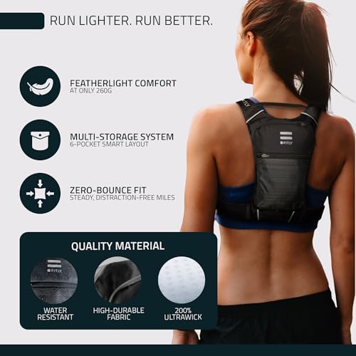 FITLY Sub90 Running Hydration Vest - No-Bounce Water Pack - color: Edgy Black, size: X-Small-Small
