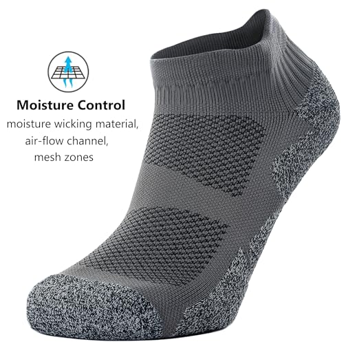 CWVLC Cushioned Athletic Ankle Compression Socks for Women Men 3/6 Pairs - color: 3-pairs Charcoal, size: Medium