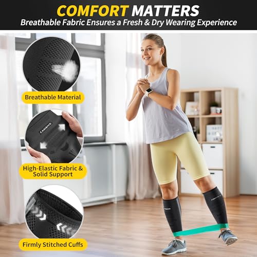 CAMBIVO Calf Compression Sleeves with Side Stabilizers for Men & Women - Shin Splint Support, Leg Brace Guard for Running
