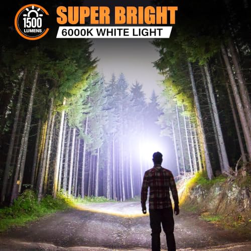 Rugtol Headlamp Rechargeable, 2000 Lumen Super Bright LED Head Lamps with Red Light, 2600 mAh Battery Powered Head Lights for Adults Outdoor Camping - size: 2000 Lumen with red