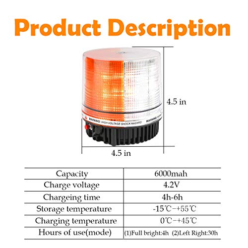 LED Wireless Rotating Beacon Battery Strobe Warning Light Amber White - color: Amber/White