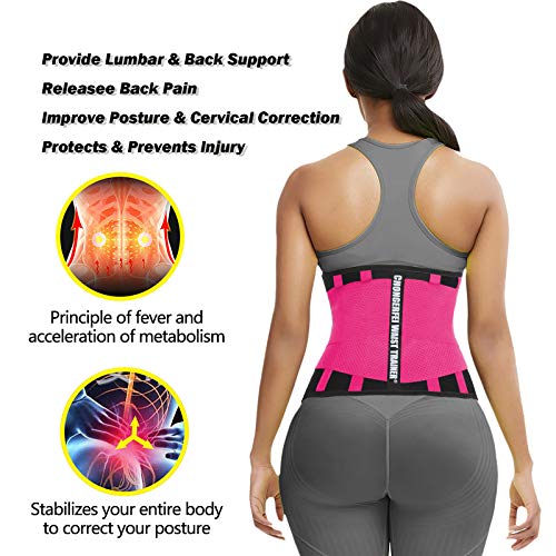 ChongErfei Waist Trainer Belt for Women & Man - Waist Trimmer Ab Belt - color: Fuchsia, size: Medium
