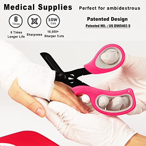 MEUUT Medical Scissors 2-Pack Trauma Shears for Nurses All Purpose Scissors - color: Pink+pink