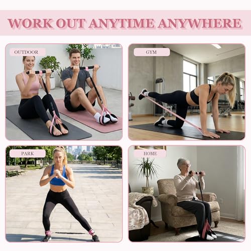 HIMESPORNER Pedal Resistance Band with Handle & Ankle Straps, Figure 8 Band