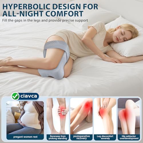 Ciavca Knee Pillow for Side Sleepers Hip Pain Relief with Adjustable Strap