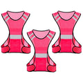 TCCFCCT Reflective Running Vest, High Visibility Running Gear with Large Pocket - color: 3 Pack Mesh Pink