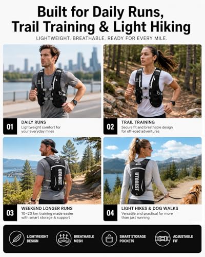 UTOBEST Running Vest Lightweight Hydration Vest Pack 5L UTR104 - color: Green Vest 5L with 1.5L Bladder
