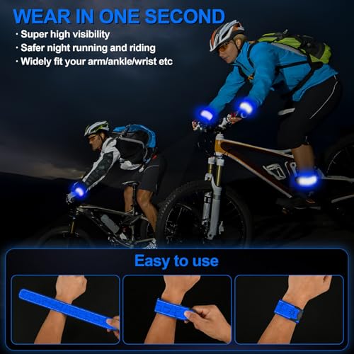 LED Armband Rechargeable, 2Pcs High Visibility Running Gear for Night - color: Blue